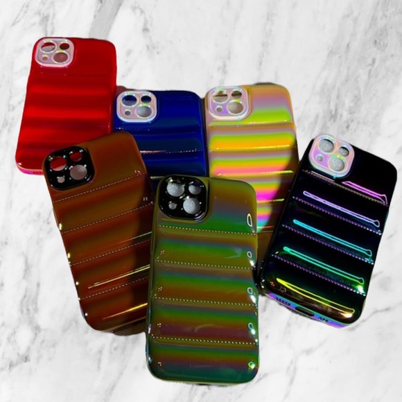 iPhone 13 Brown Metallic Ombre Iridescent Pearlized BUBBLE Puffer Case - Picture 12 of 15